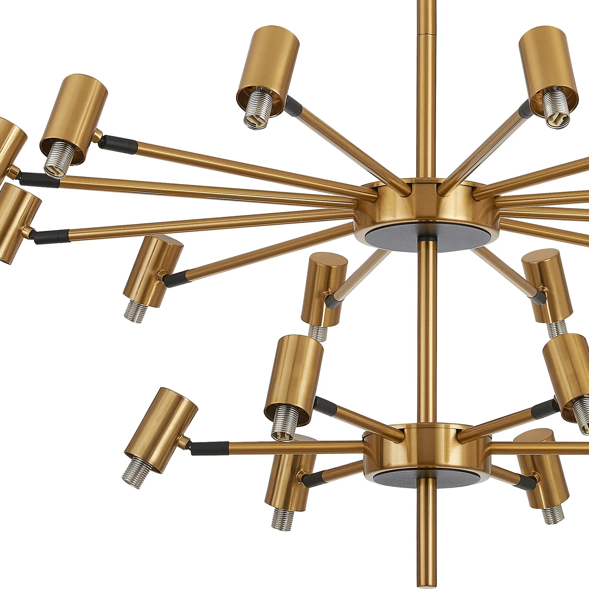 Bradley Fixed Pendant & Semi Flush Adjustable Arms 18 Light - Brass & Black