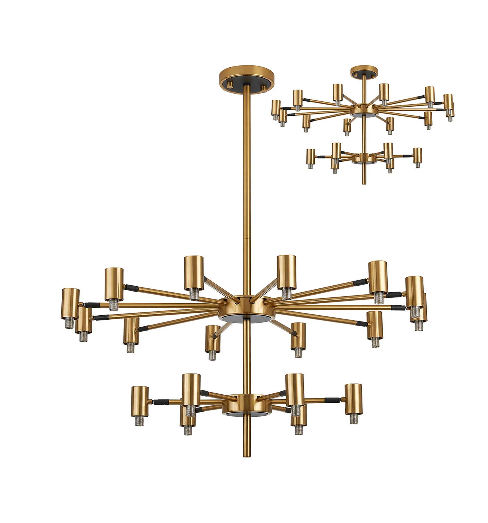 Bradley Fixed Pendant & Semi Flush Adjustable Arms 18 Light - Brass & Black
