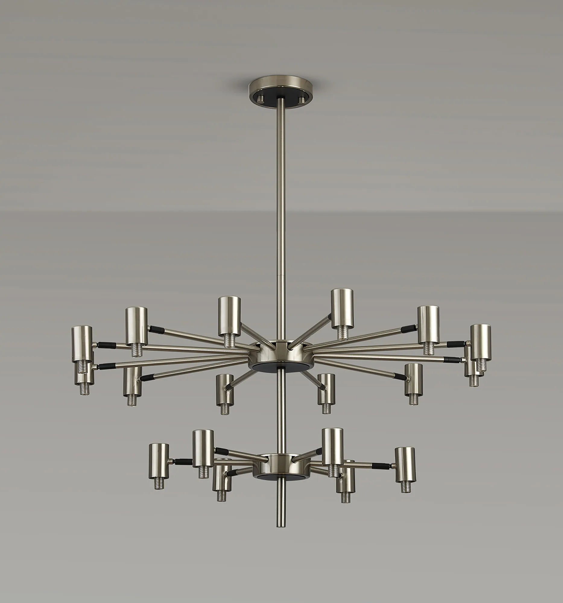 Bradley Fixed Pendant & Semi Flush Adjustable Arms 18 Light - Satin Nickel & Black