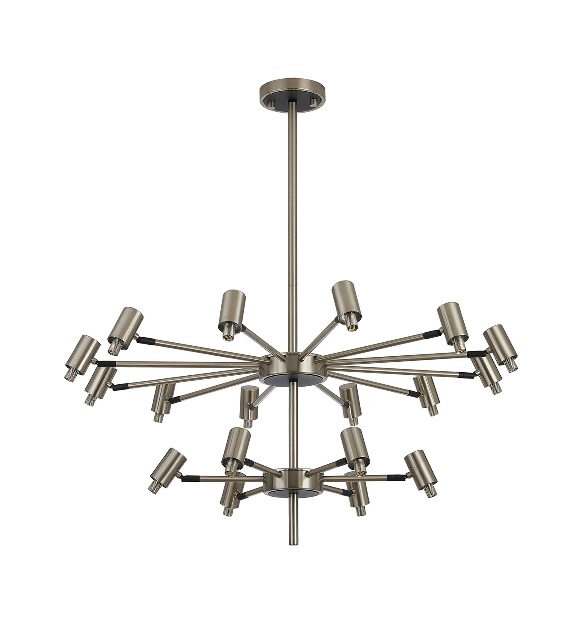 Bradley Fixed Pendant & Semi Flush Adjustable Arms 18 Light - Satin Nickel & Black
