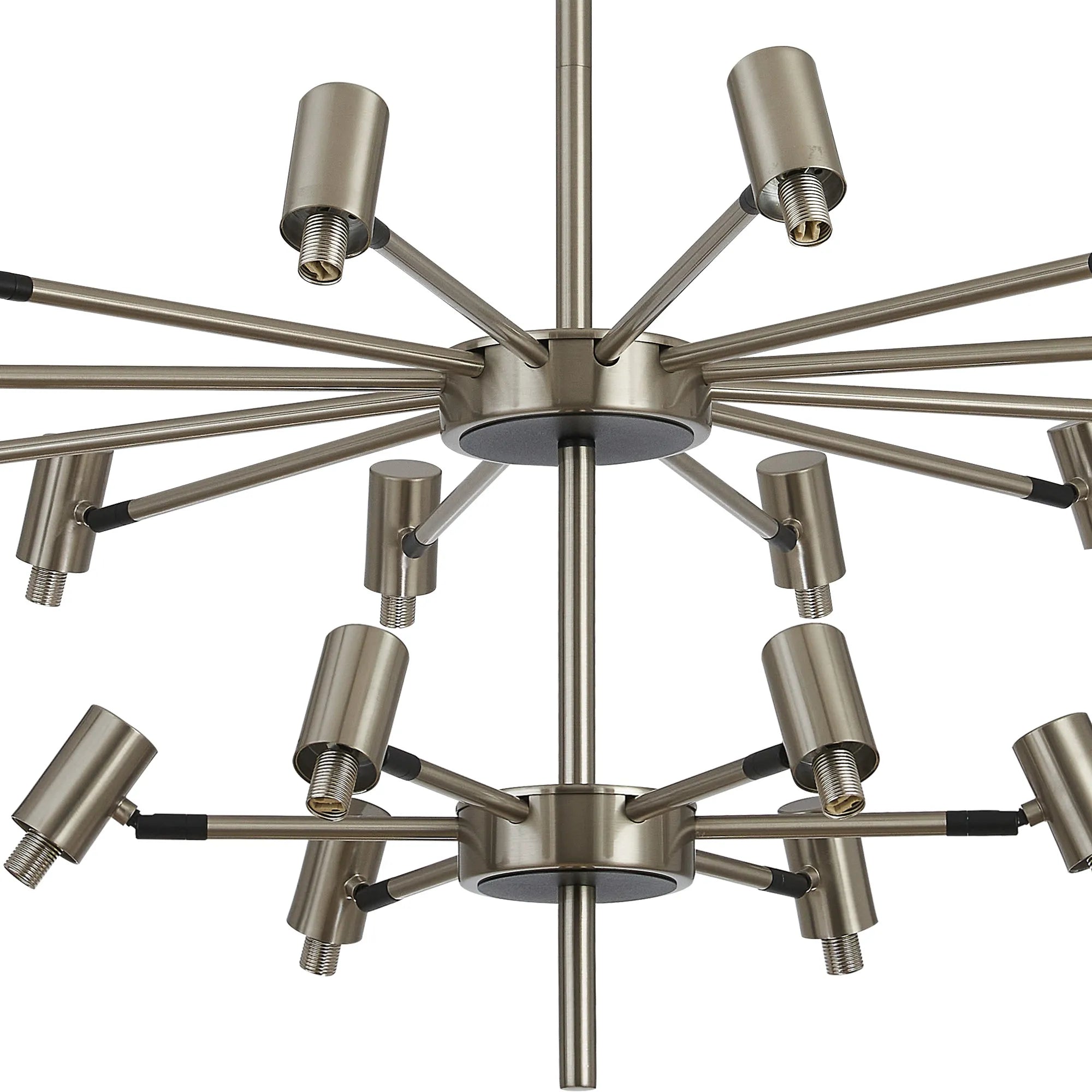 Bradley Fixed Pendant & Semi Flush Adjustable Arms 18 Light - Satin Nickel & Black