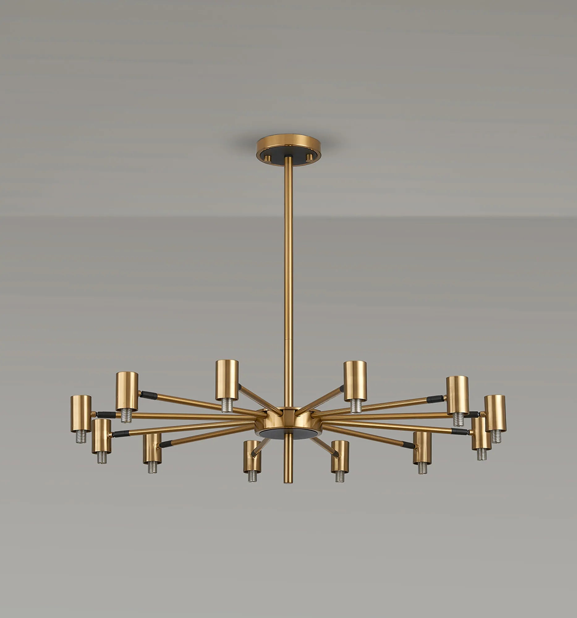 Bradley Fixed Pendant & Semi Flush Adjustable Arms 12 Light - Brass & Black