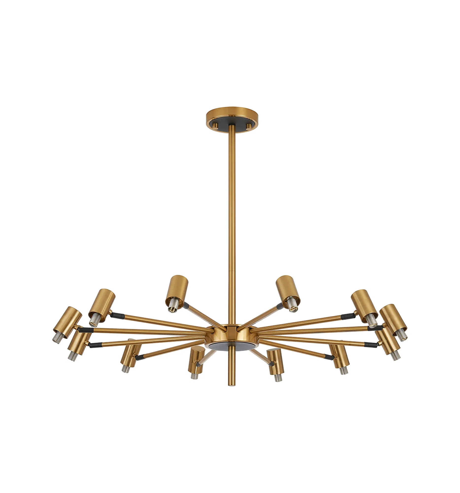 Bradley Fixed Pendant & Semi Flush Adjustable Arms 12 Light - Brass & Black
