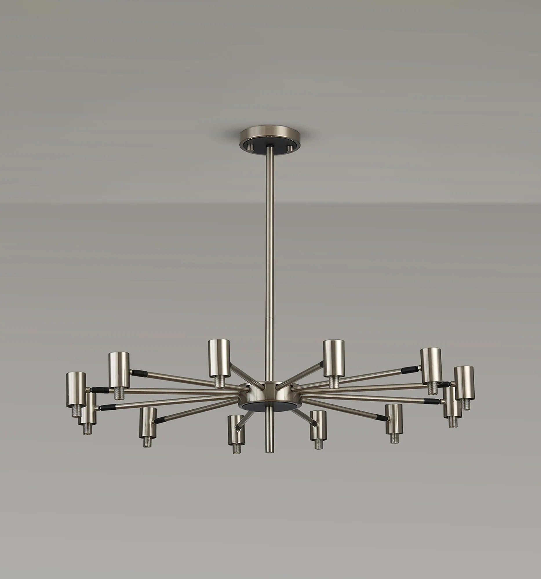 Bradley Fixed Pendant & Semi Flush Adjustable Arms 12 Light - Satin Nickel & Black