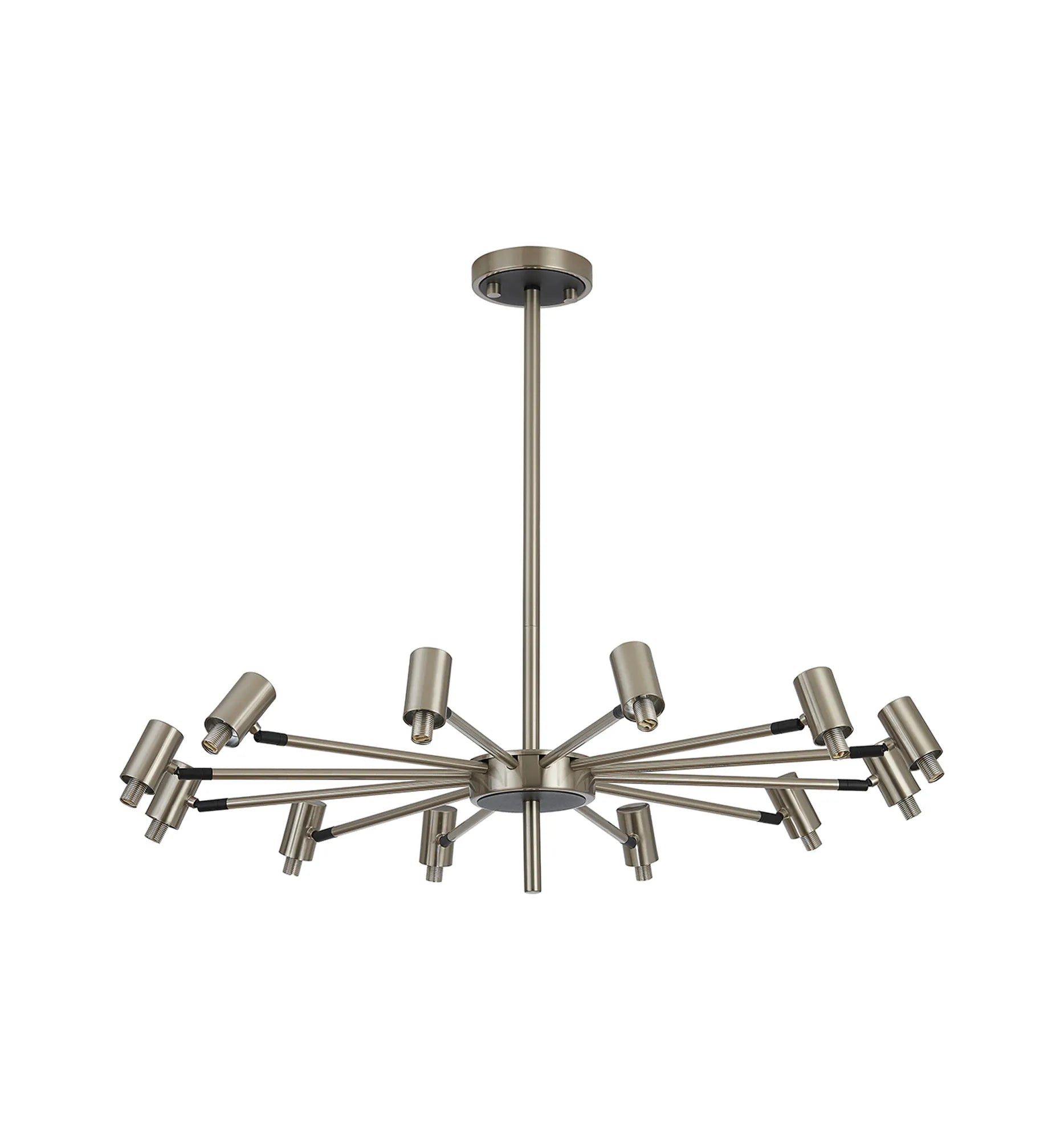 Bradley Fixed Pendant & Semi Flush Adjustable Arms 12 Light - Satin Nickel & Black