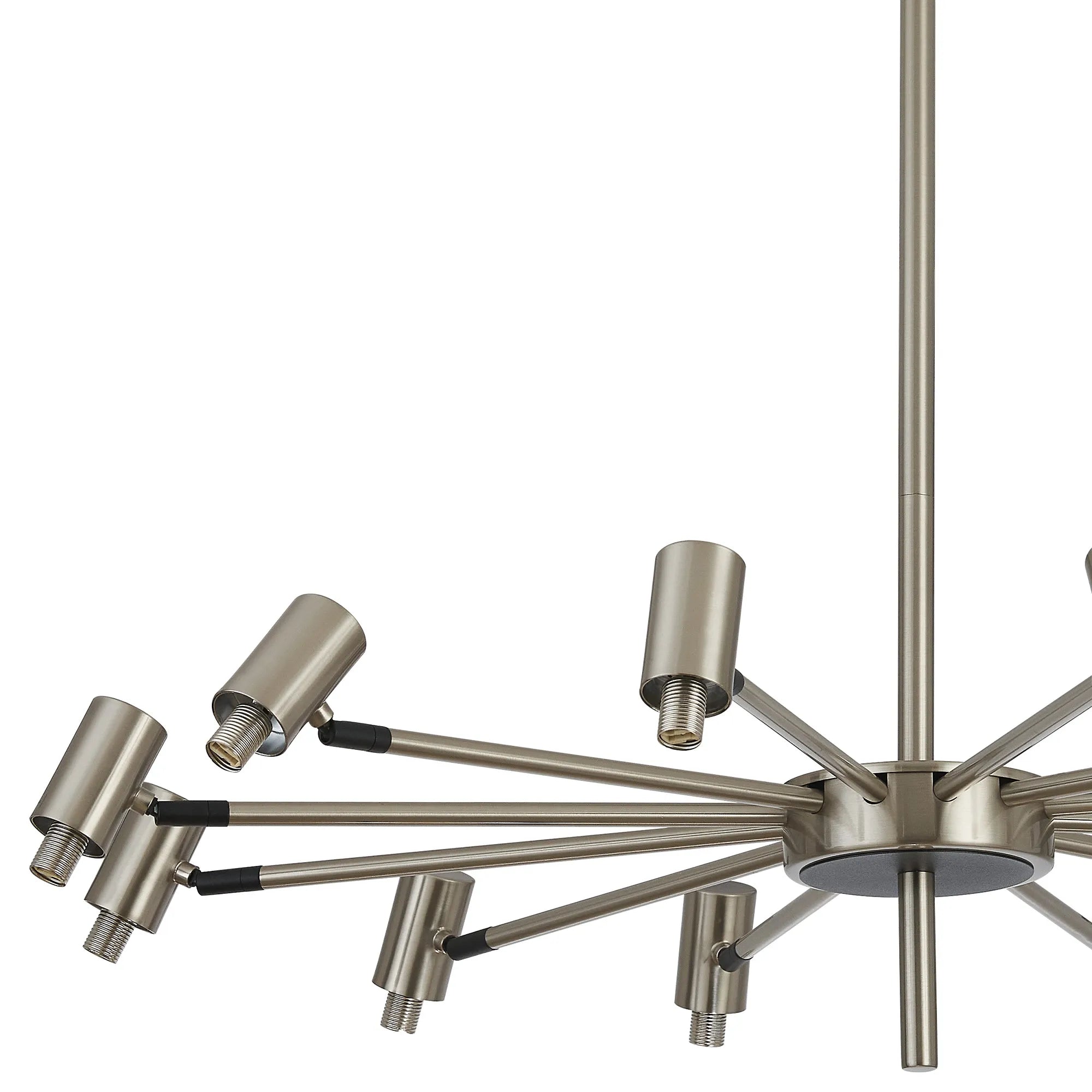 Bradley Fixed Pendant & Semi Flush Adjustable Arms 12 Light - Satin Nickel & Black