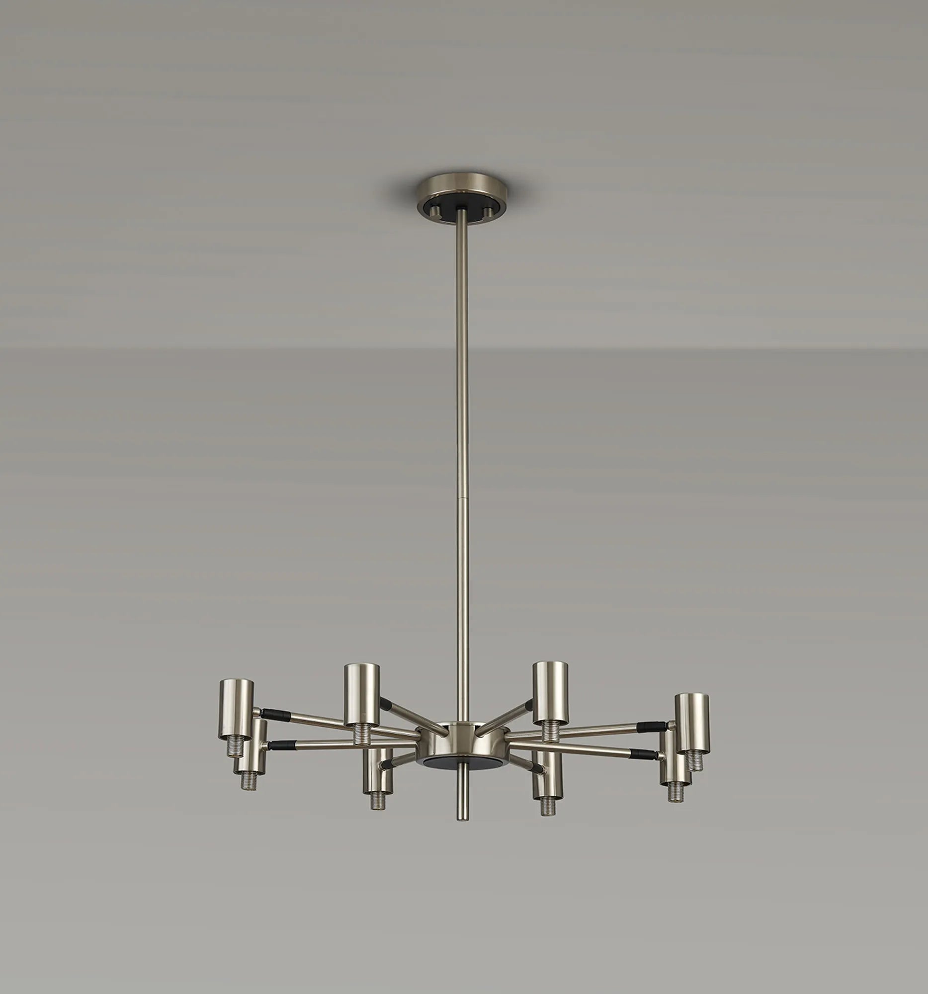 Bradley Fixed Pendant & Semi Flush Adjustable Arms 8 Light - Satin Nickel & Black