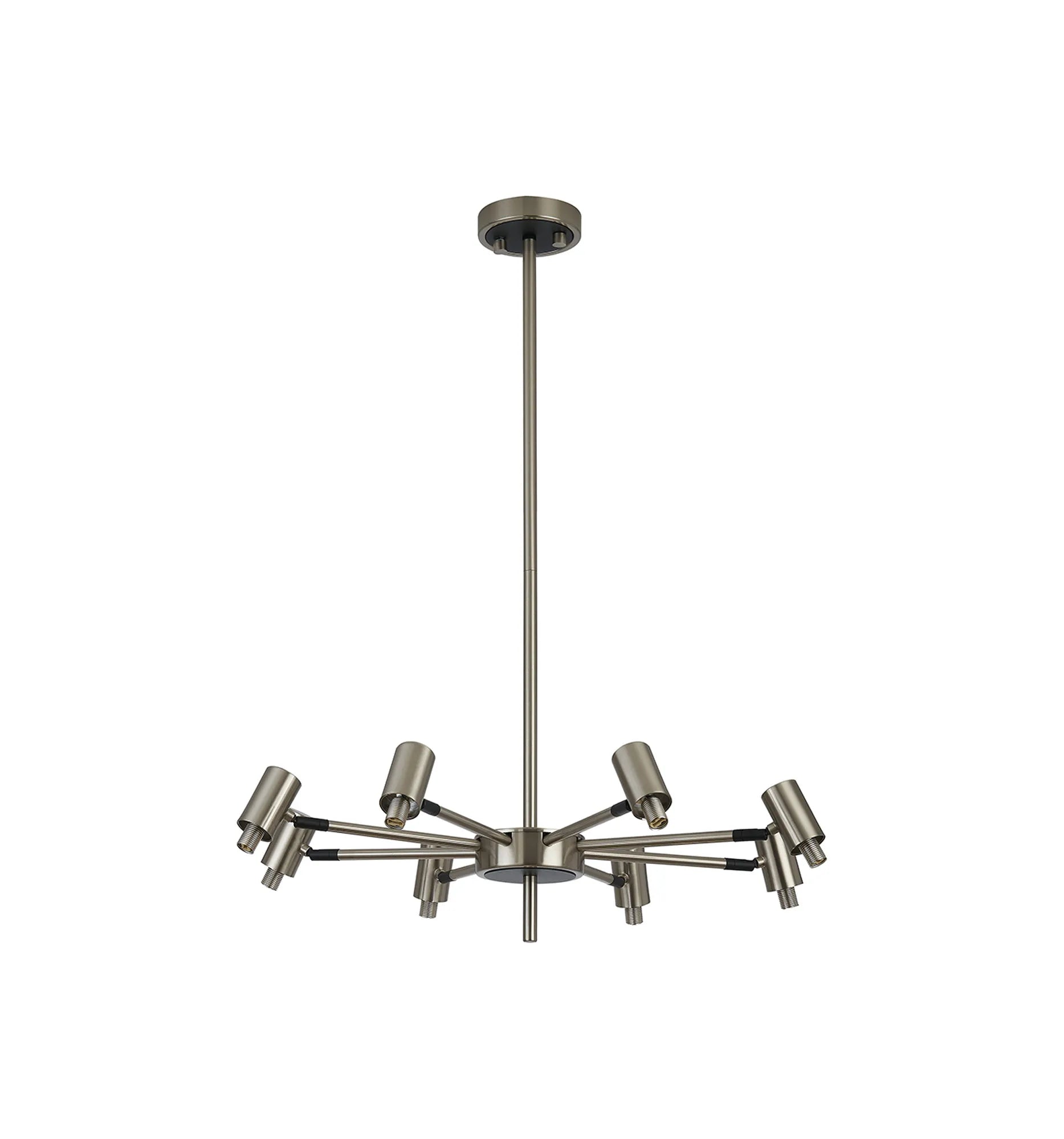 Bradley Fixed Pendant & Semi Flush Adjustable Arms 8 Light - Satin Nickel & Black