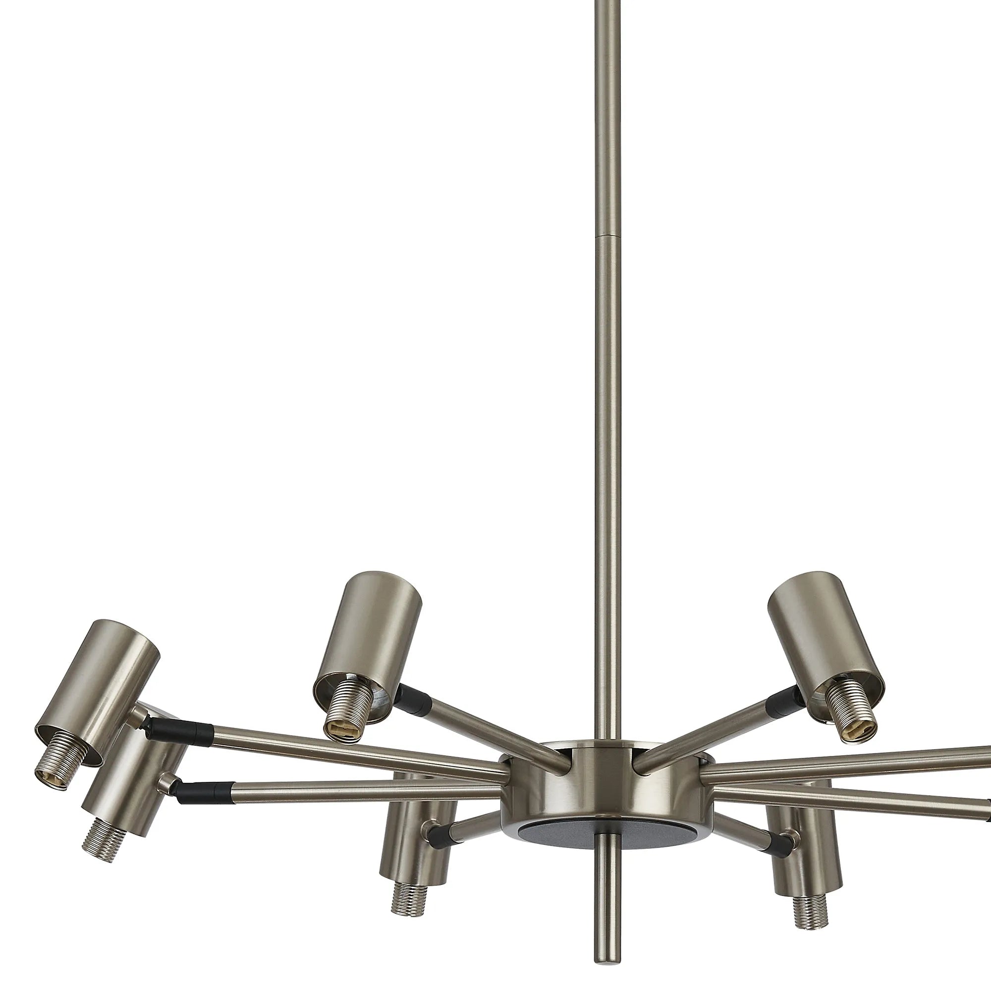 Bradley Fixed Pendant & Semi Flush Adjustable Arms 8 Light - Satin Nickel & Black