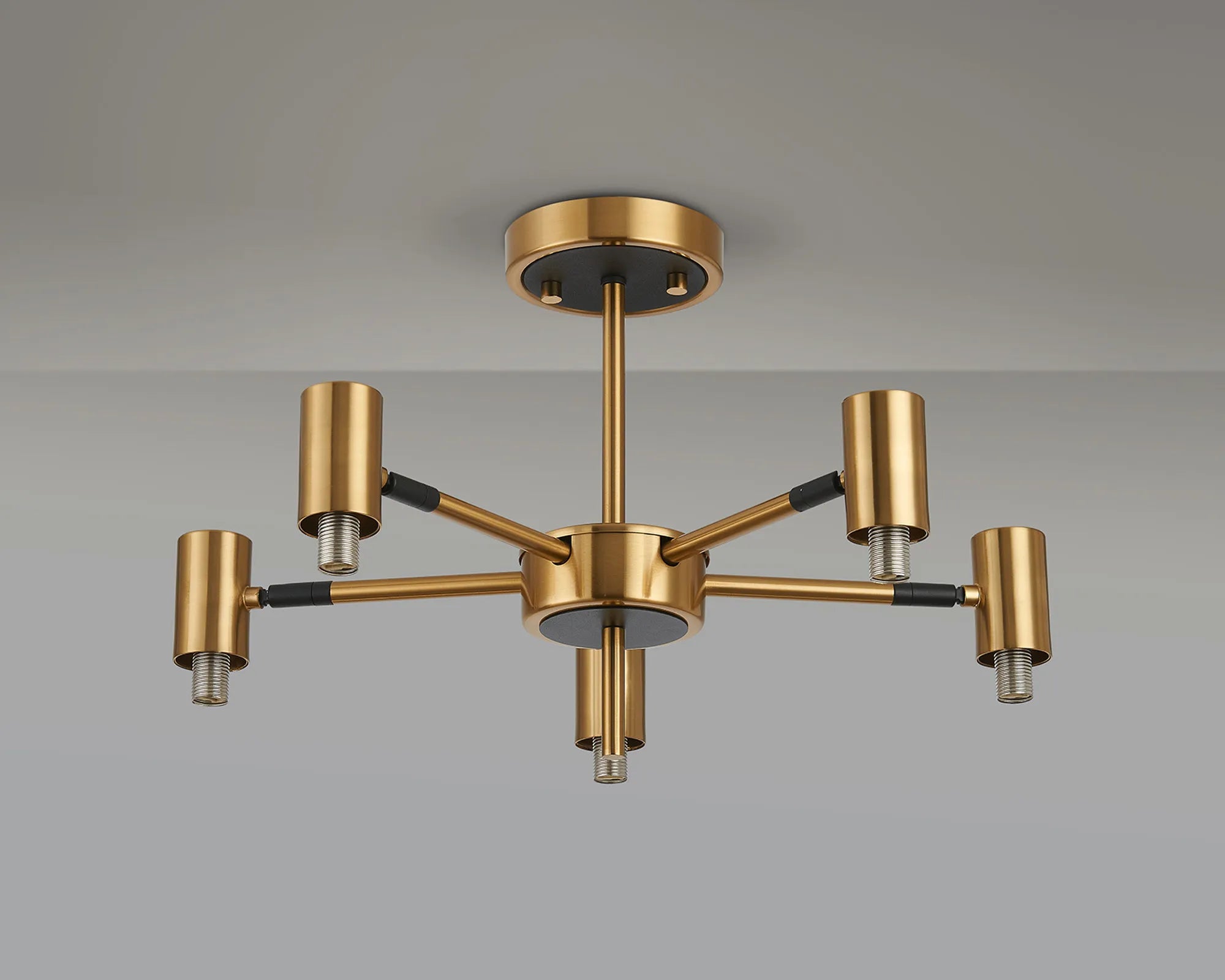 Bradley Semi Ceiling Adjustable Arms 5 Light - Brass & Black