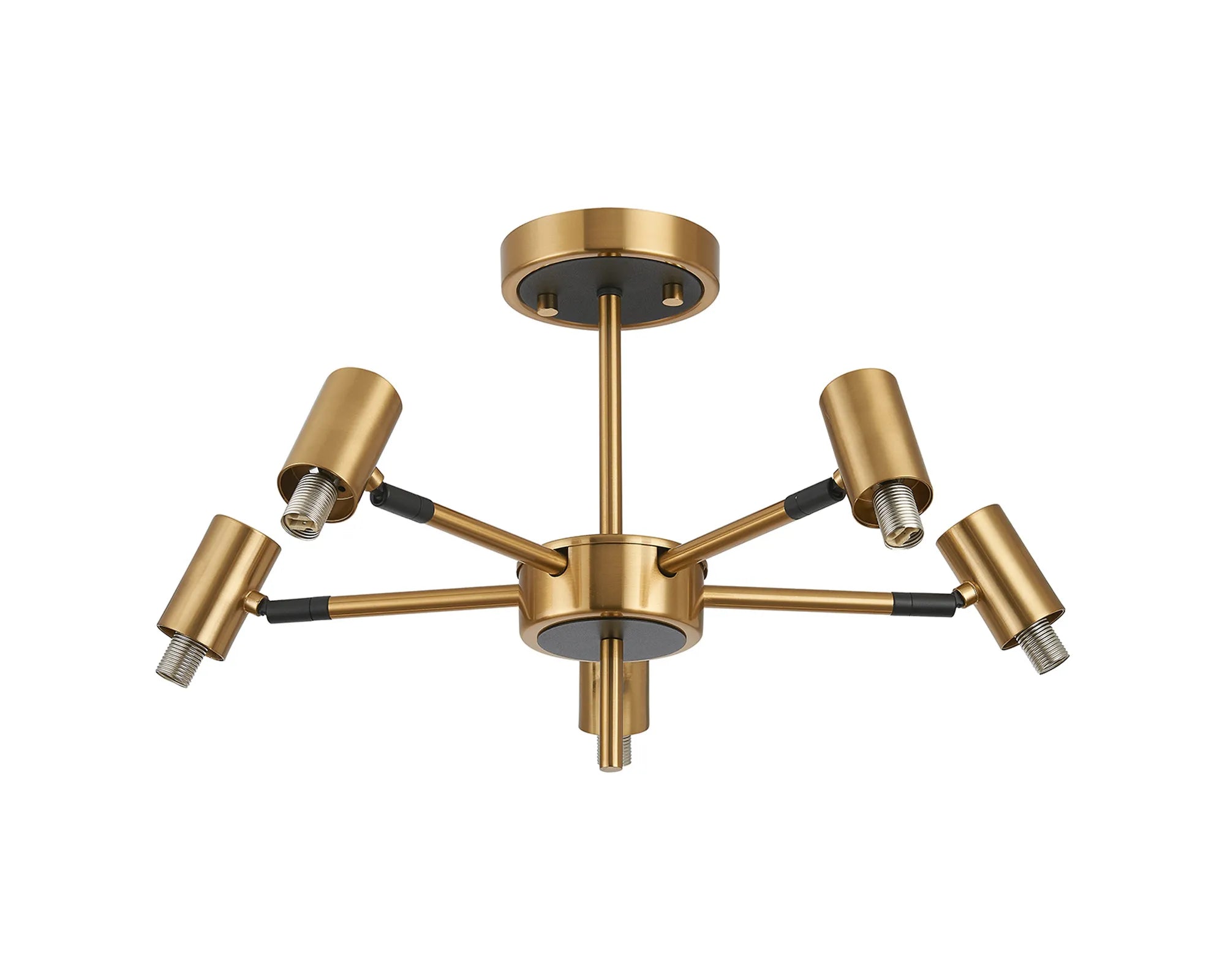 Bradley Semi Ceiling Adjustable Arms 5 Light - Brass & Black
