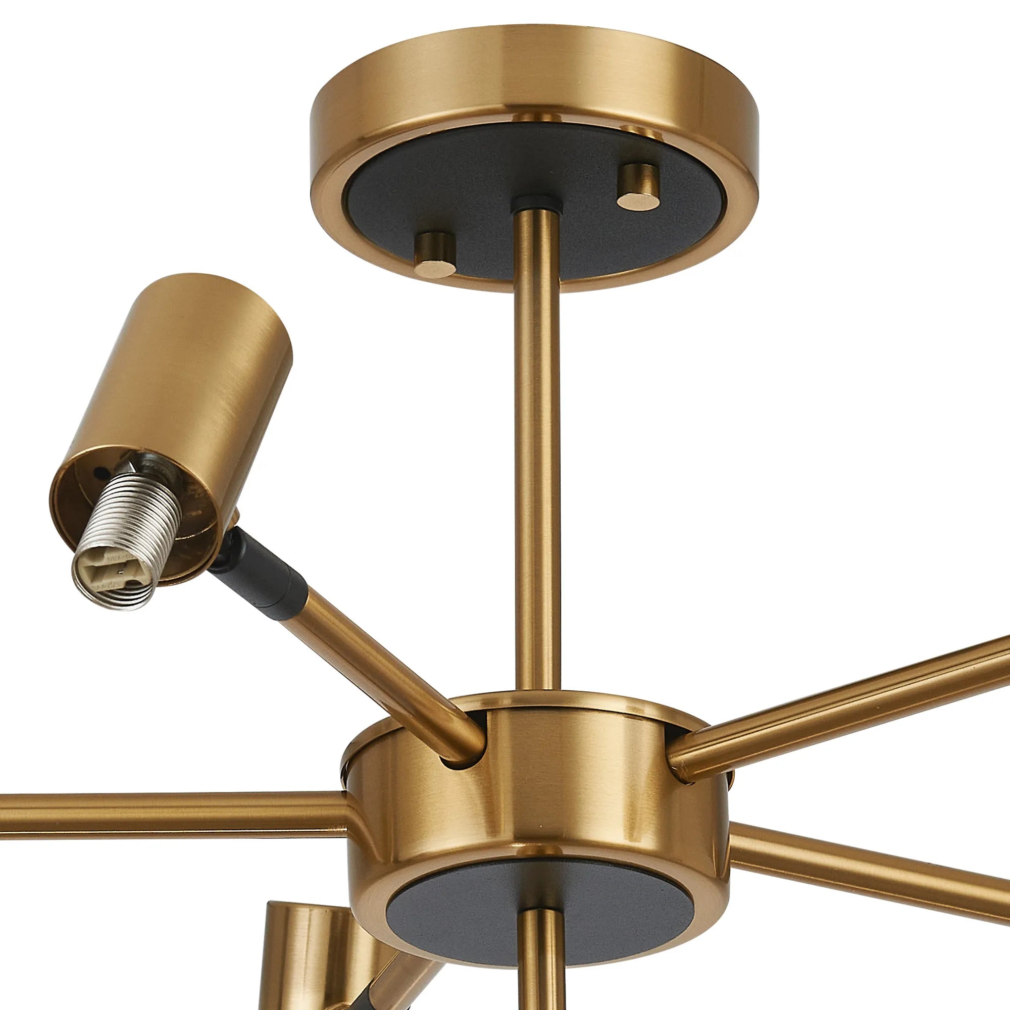 Bradley Semi Ceiling Adjustable Arms 5 Light - Brass & Black