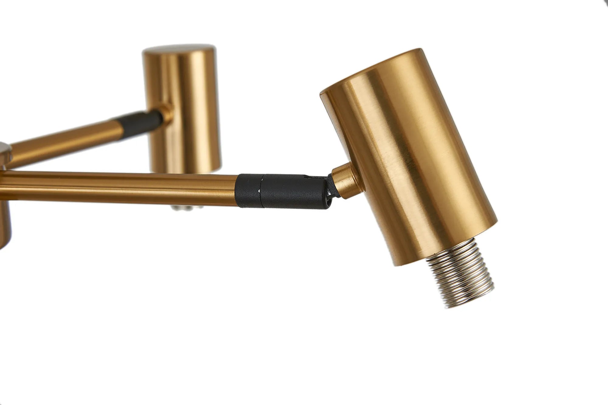 Bradley Semi Ceiling Adjustable Arms 5 Light - Brass & Black