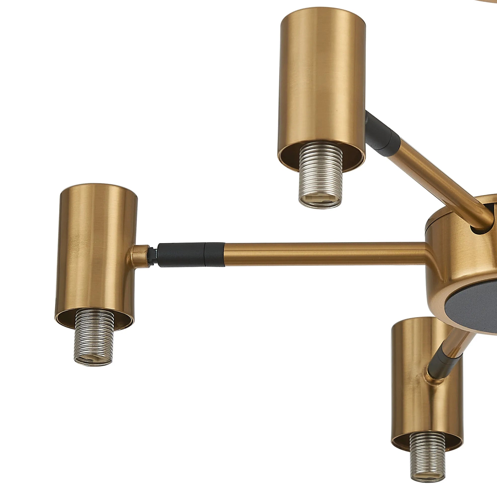 Bradley Semi Ceiling Adjustable Arms 5 Light - Brass & Black