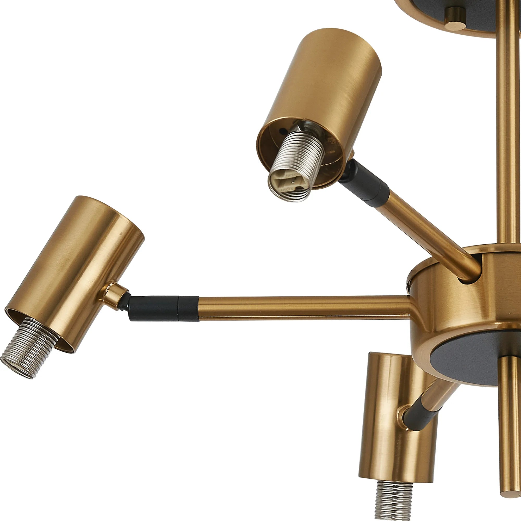 Bradley Semi Ceiling Adjustable Arms 5 Light - Brass & Black