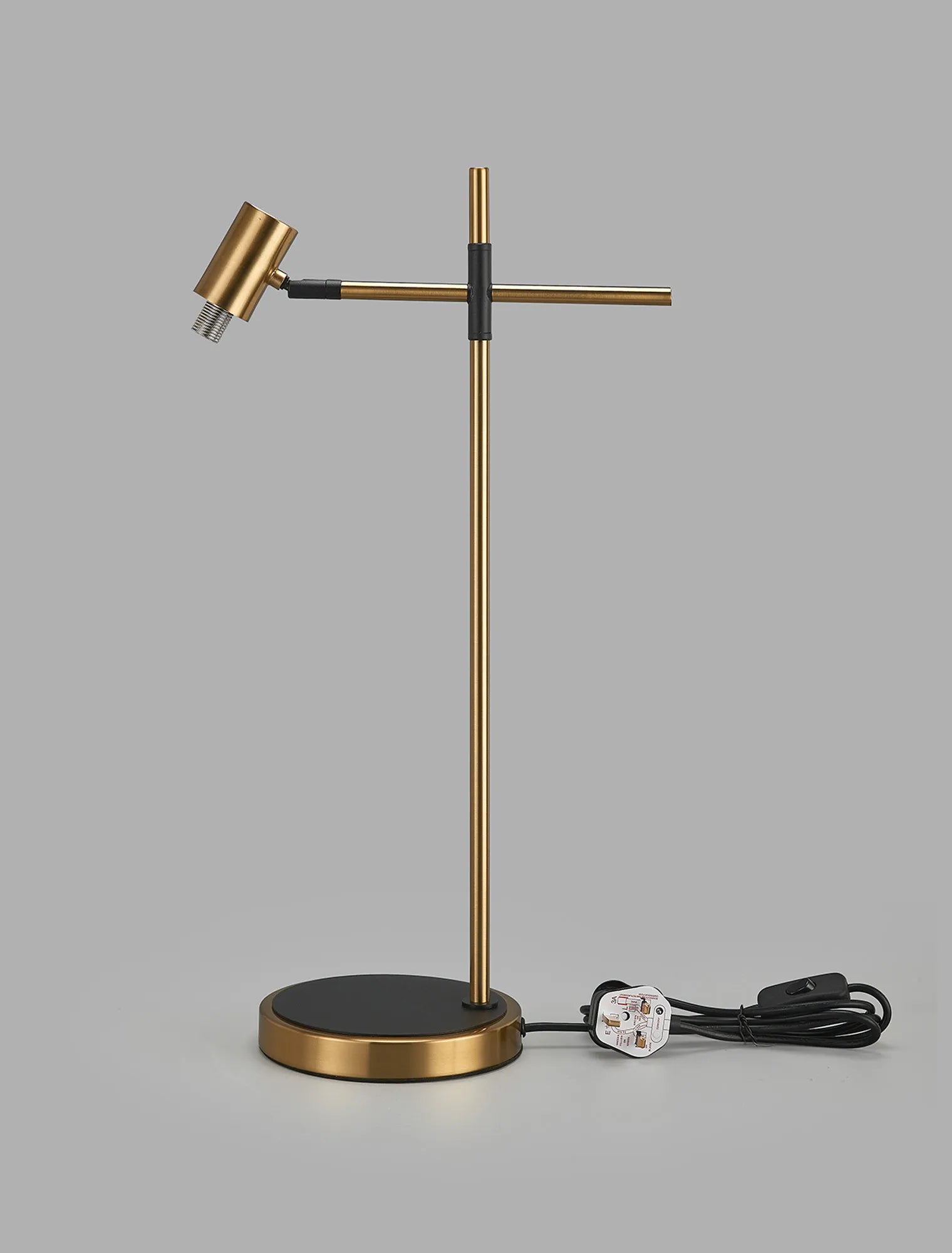 Bradley Table Light - Adjustable Arm without Shade - Brass & Black