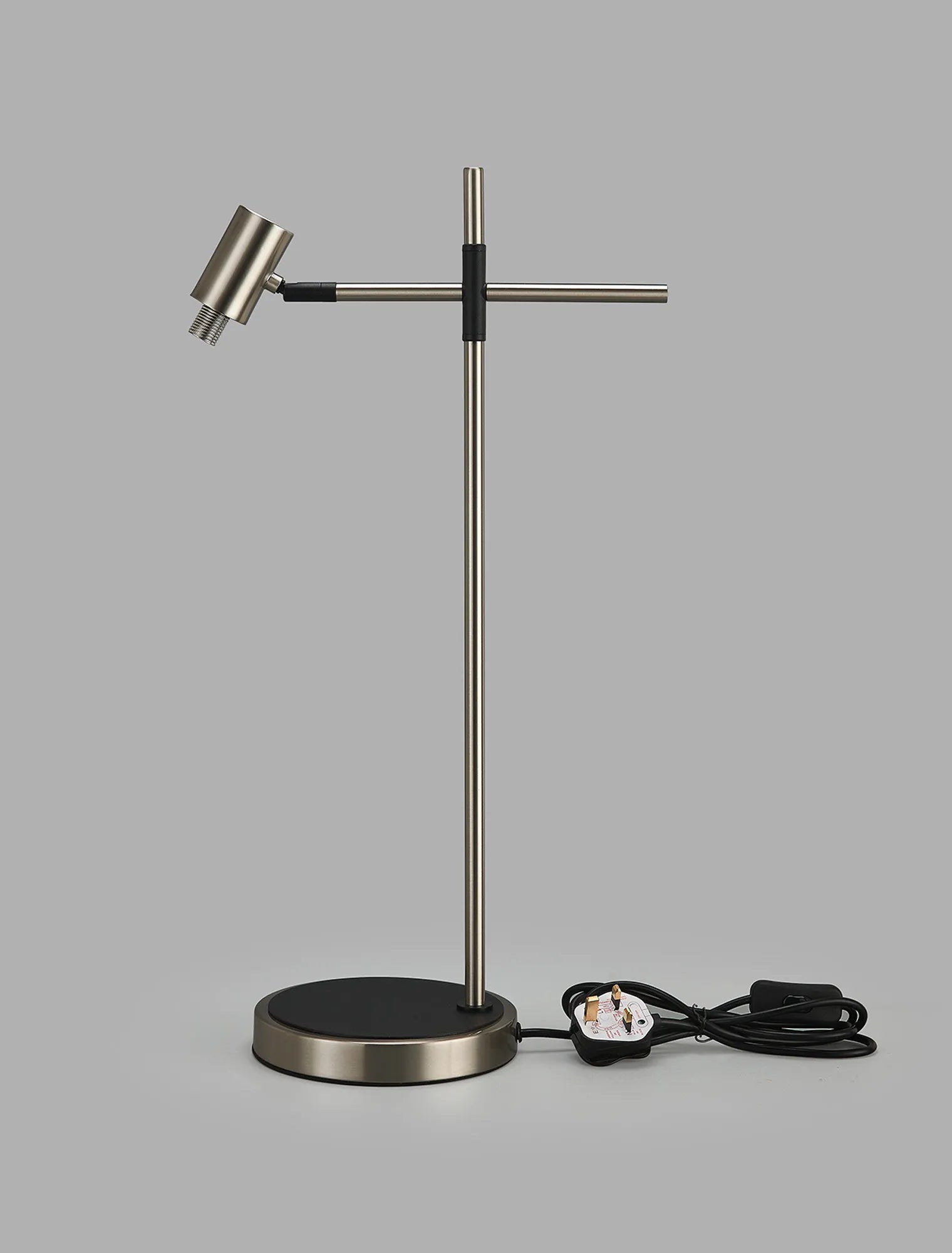 Bradley Table Light - Adjustable Arm without Shade - Satin Nickel & Black