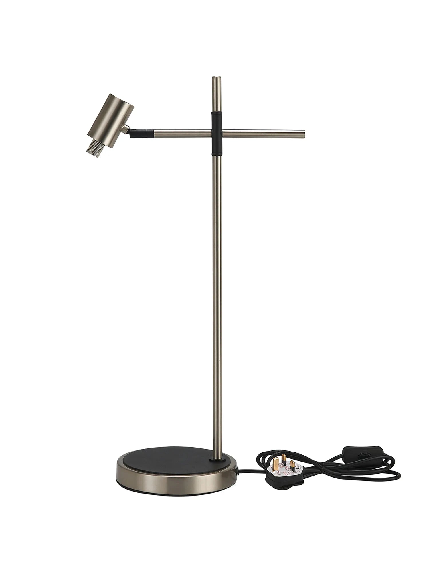 Bradley Table Light - Adjustable Arm without Shade - Satin Nickel & Black