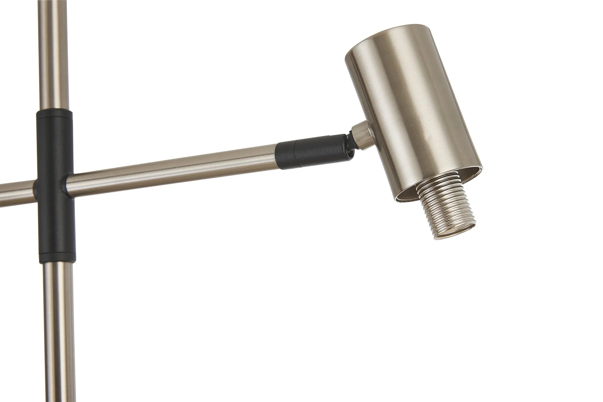 Bradley Floor Light - Adjustable Arm without Shade - Satin Nickel & Black