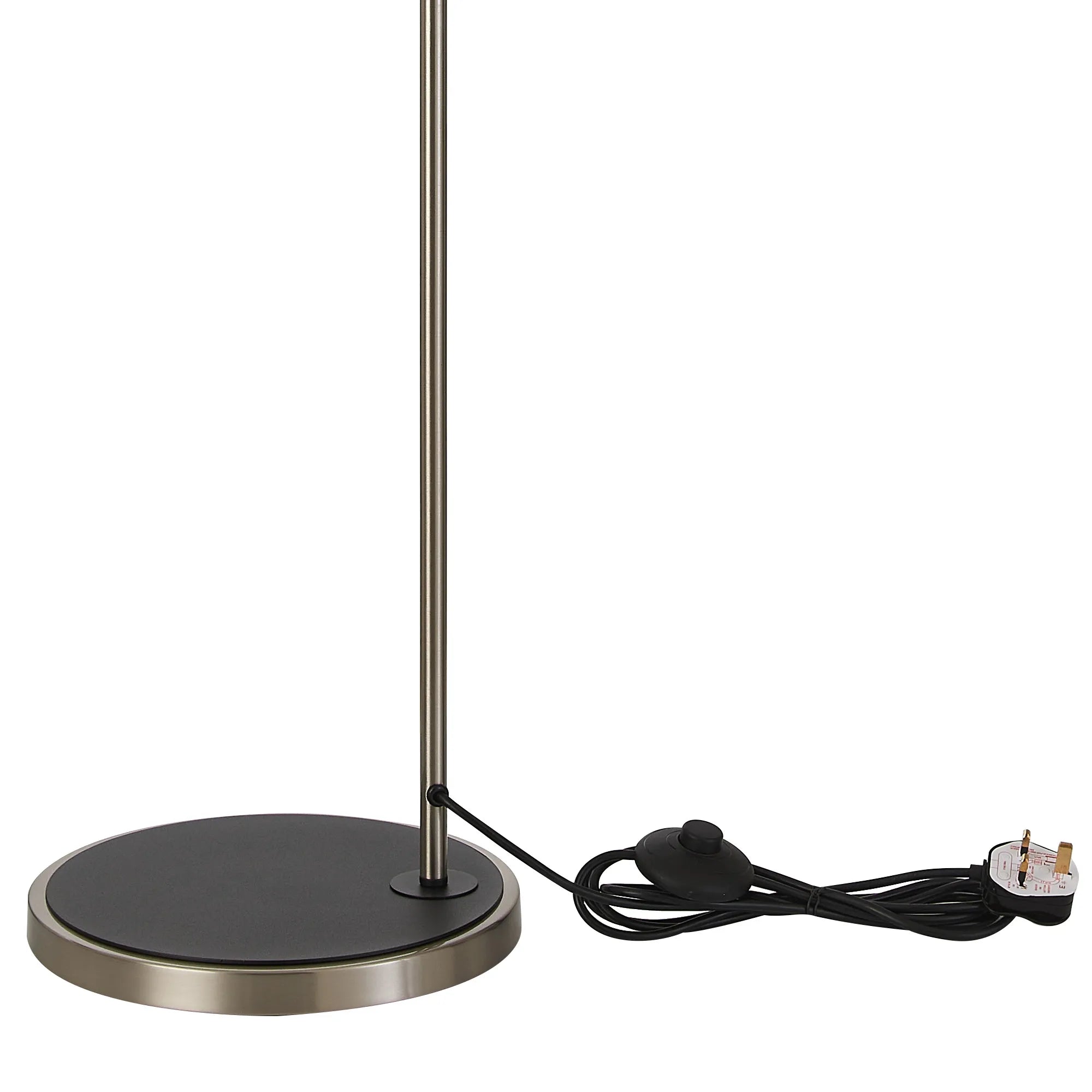 Bradley Floor Light - Adjustable Arm without Shade - Satin Nickel & Black