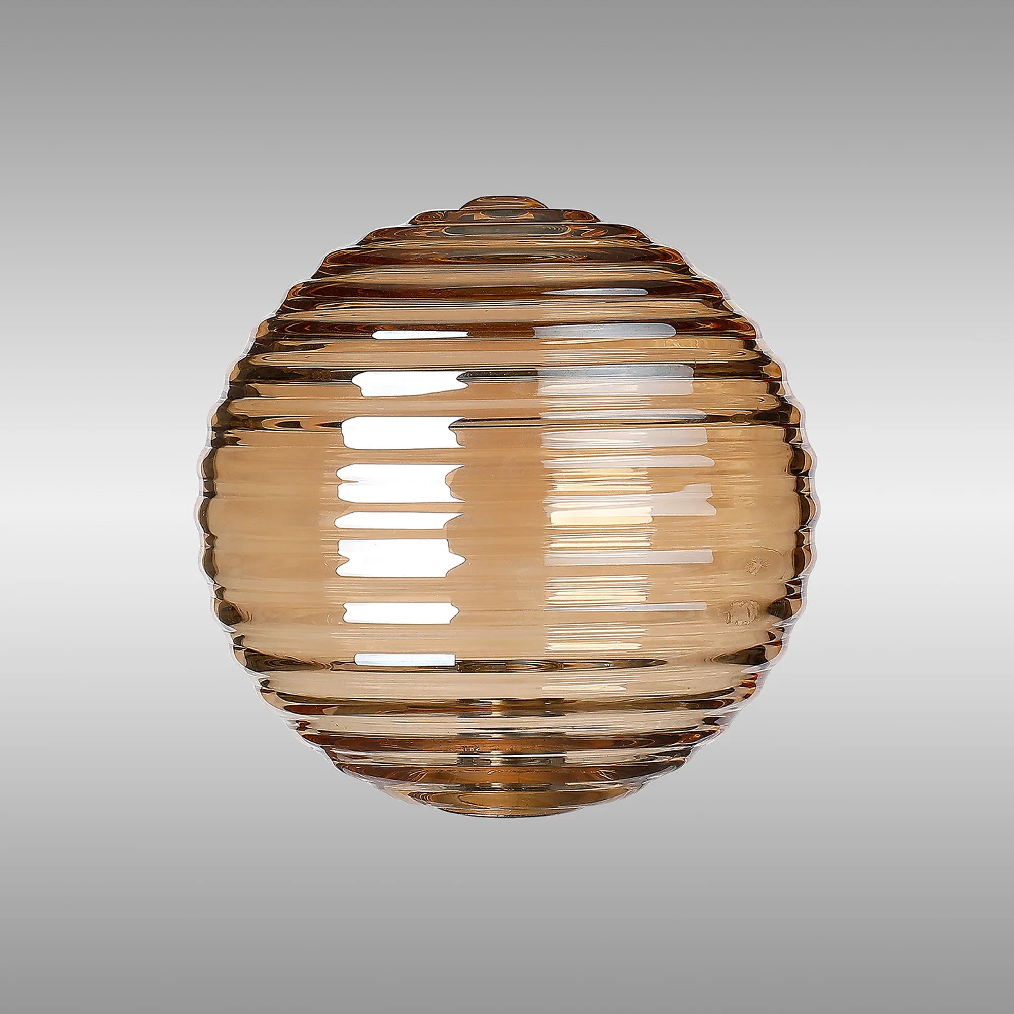 Bradley 12cm Ribbed Round Glass Shade (H) - Amber