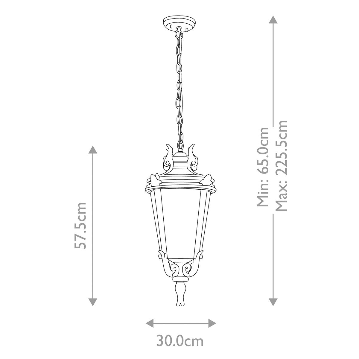 Elstead Baltimore Single Large Chain Lantern - Weathered Bronze