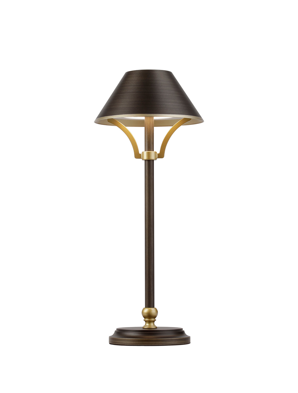 Fabula Buckingham Table Lamp Rechargeable Battery Operated 3-Step Dimming – 15 cm – Bronze & Gold 15 cm