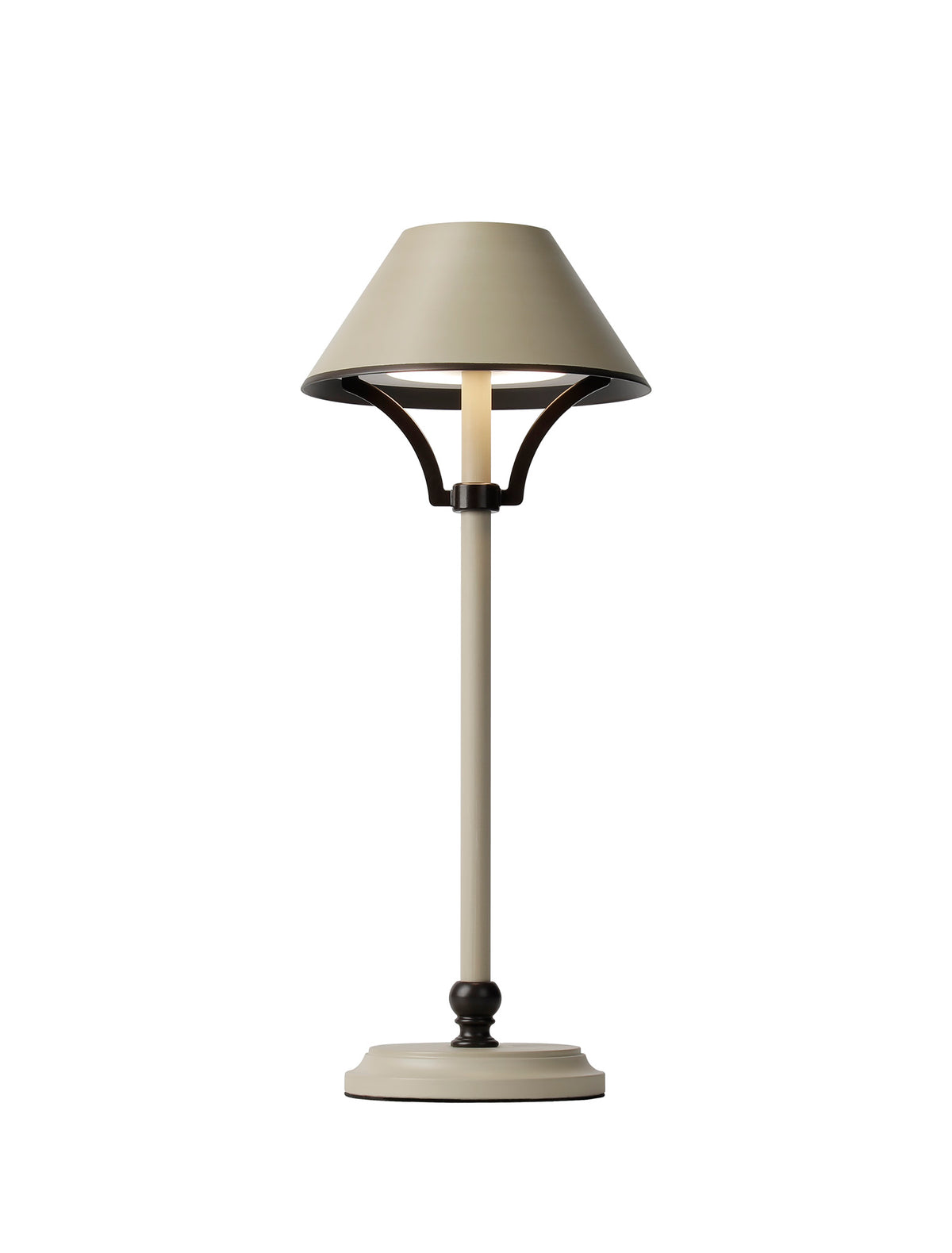 Fabula Buckingham Table Lamp Rechargeable Battery Operated 3-Step Dimming – 15 cm – Cream & Bronze 15 cm