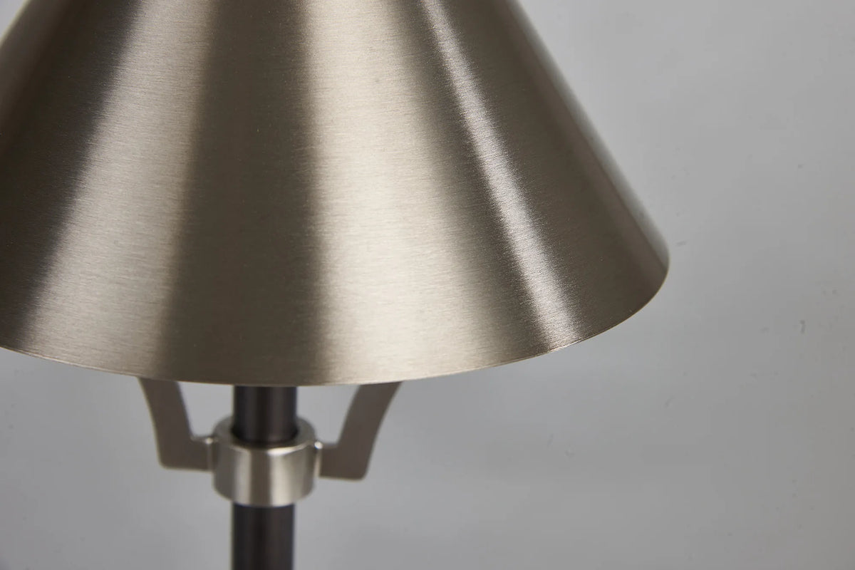 Fabula Buckingham Rechargeable Table Lamp – 15 cm – Dark Grey, Bronze & Satin Nickel