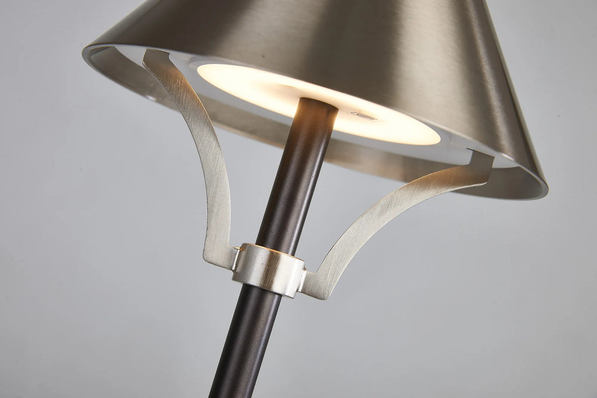 Fabula Buckingham Rechargeable Table Lamp – 15 cm – Dark Grey, Bronze & Satin Nickel