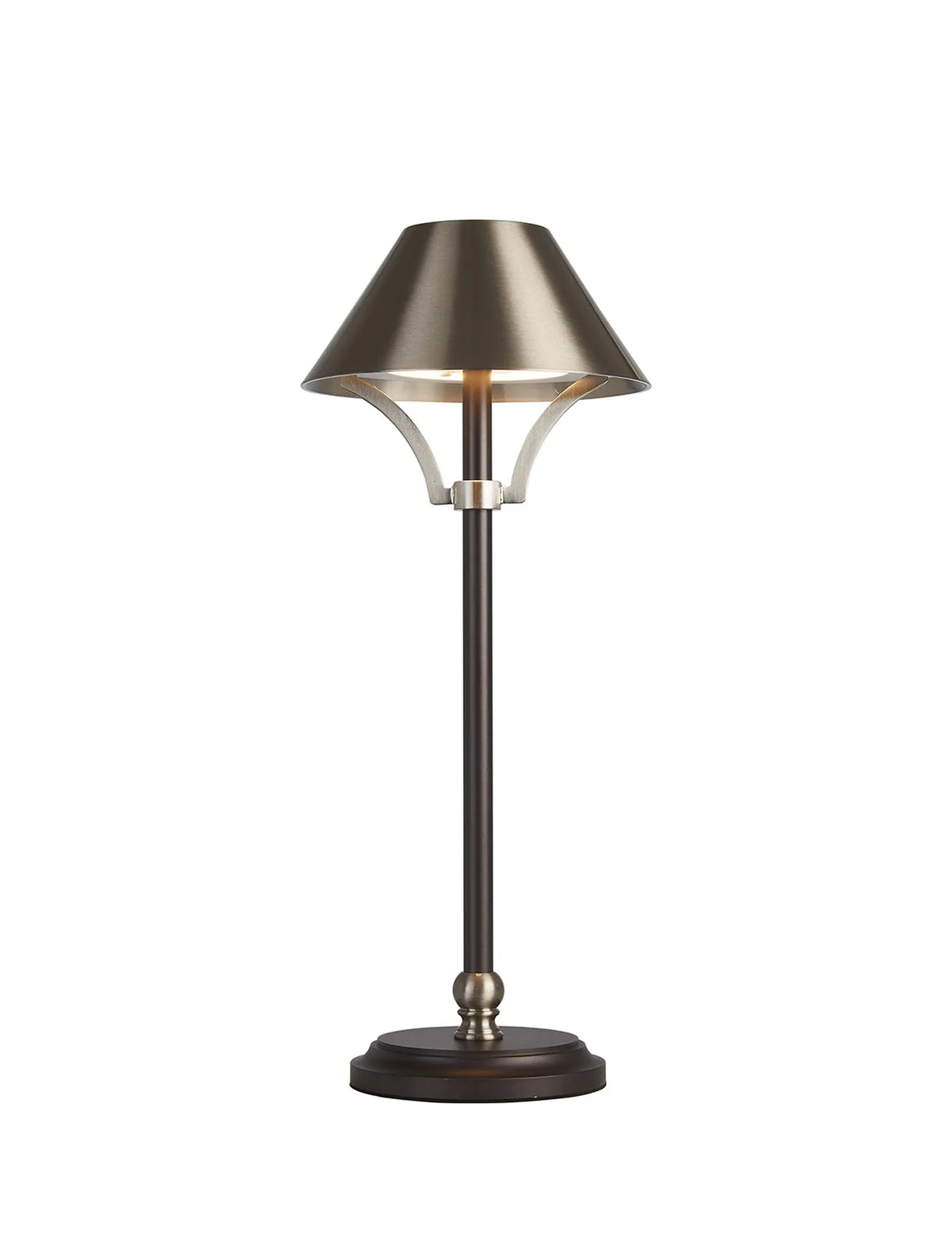 Fabula Buckingham Rechargeable Table Lamp – 15 cm – Dark Grey, Bronze & Satin Nickel 15 cm