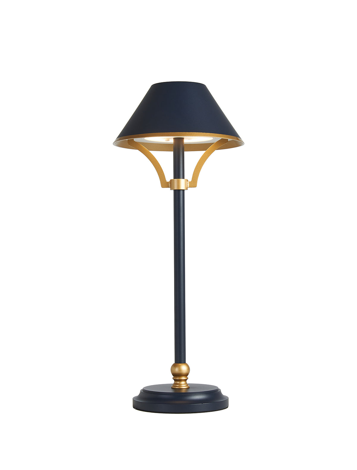 Fabula Buckingham Table Lamp Rechargeable Battery Operated 3-Step Dimming – 15 cm – Navy Blue & Gold 15 cm
