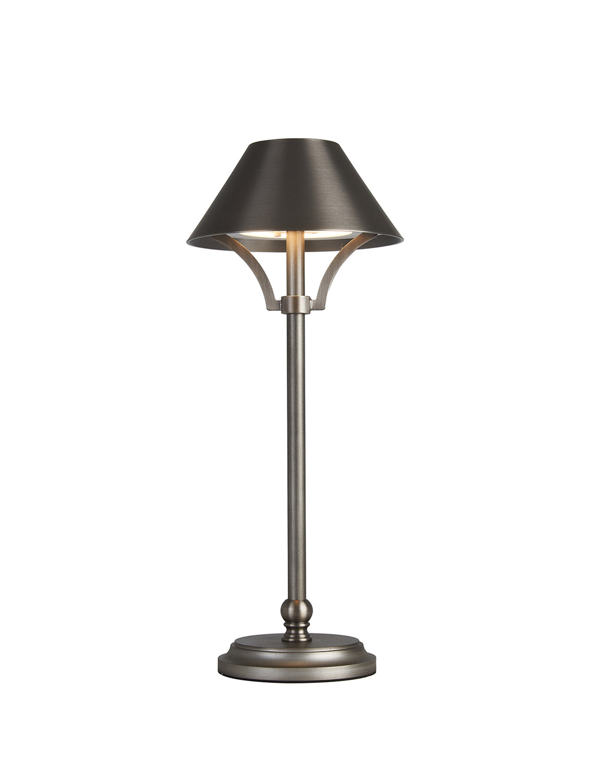 Fabula Buckingham Table Lamp Rechargeable Battery Operated 3-Step Dimming – 15 cm – Pewter & Antique Silver 15 cm