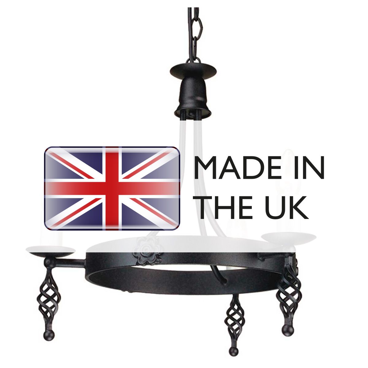 Elstead Belfry 3 Light Chandelier - Black