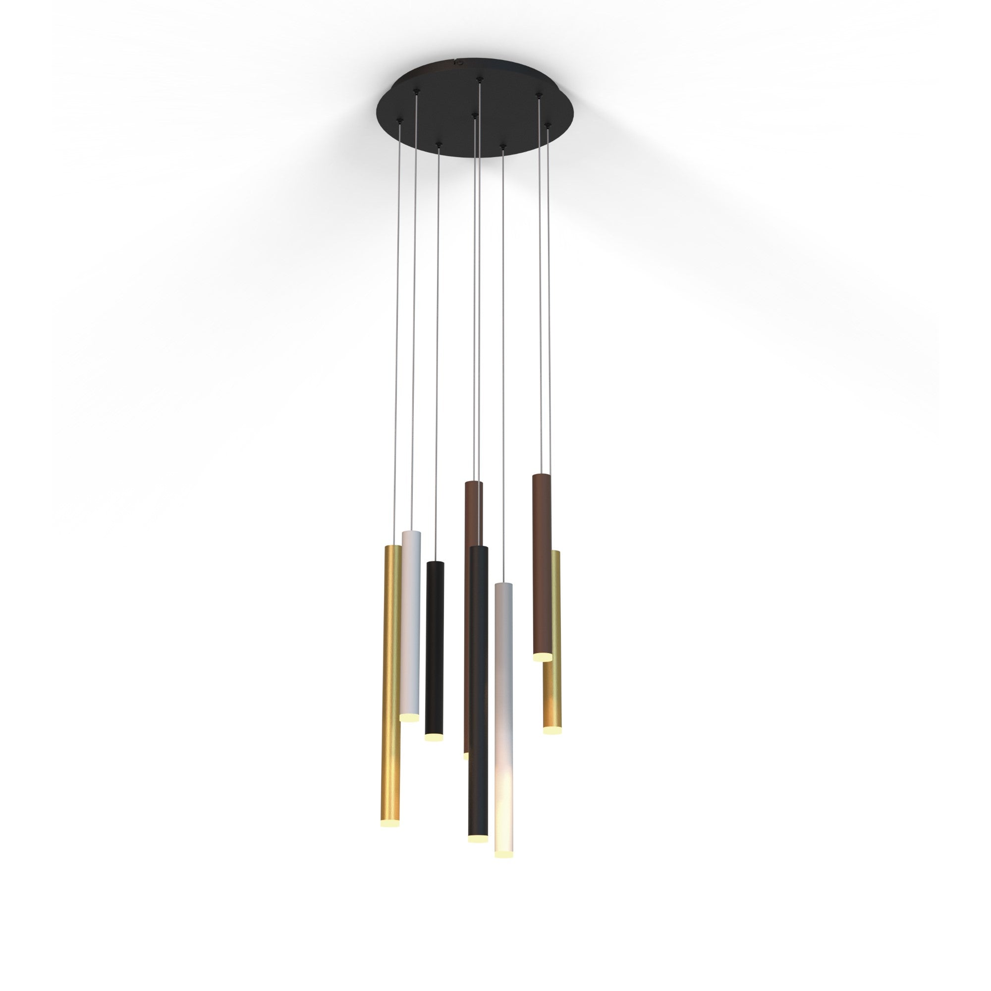 Mantra Cala Round 8 Light Pendant - Sand White, Sand Black, Gold & Rust Brown