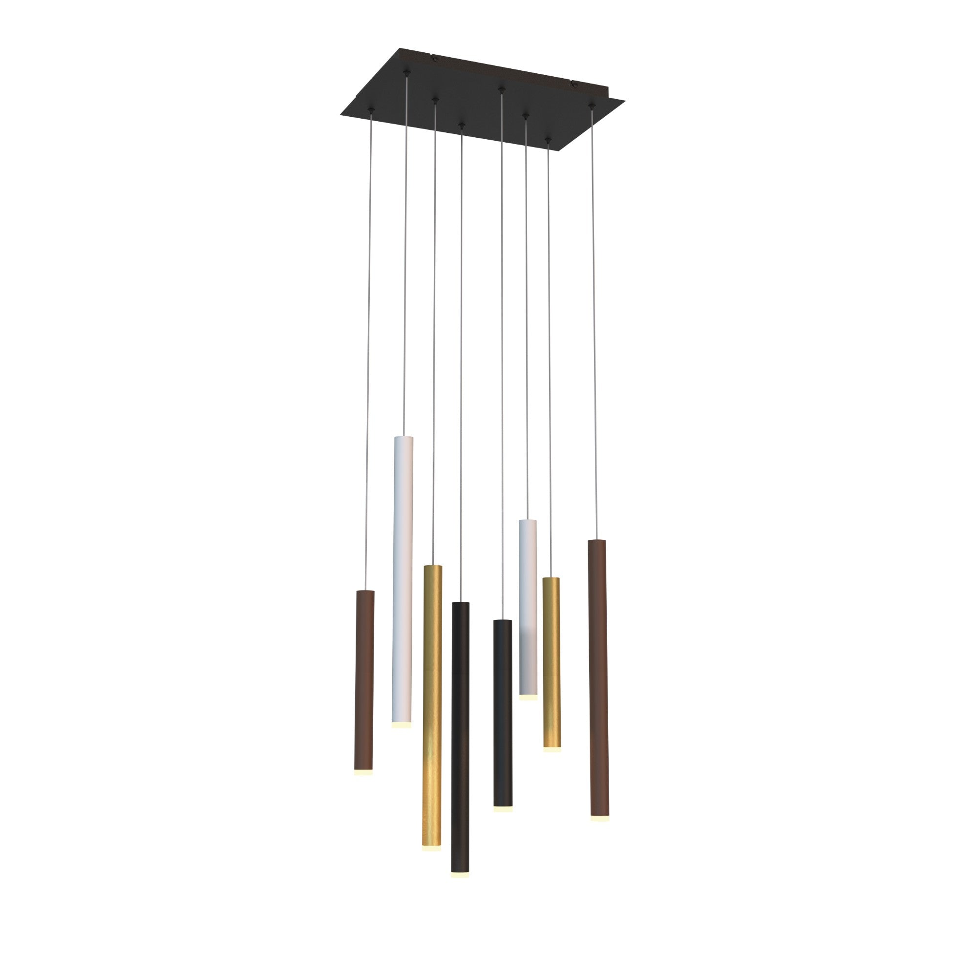 Mantra Cala Rectangle 8 Light Pendant - Sand White, Sand Black, Gold & Rust Brown