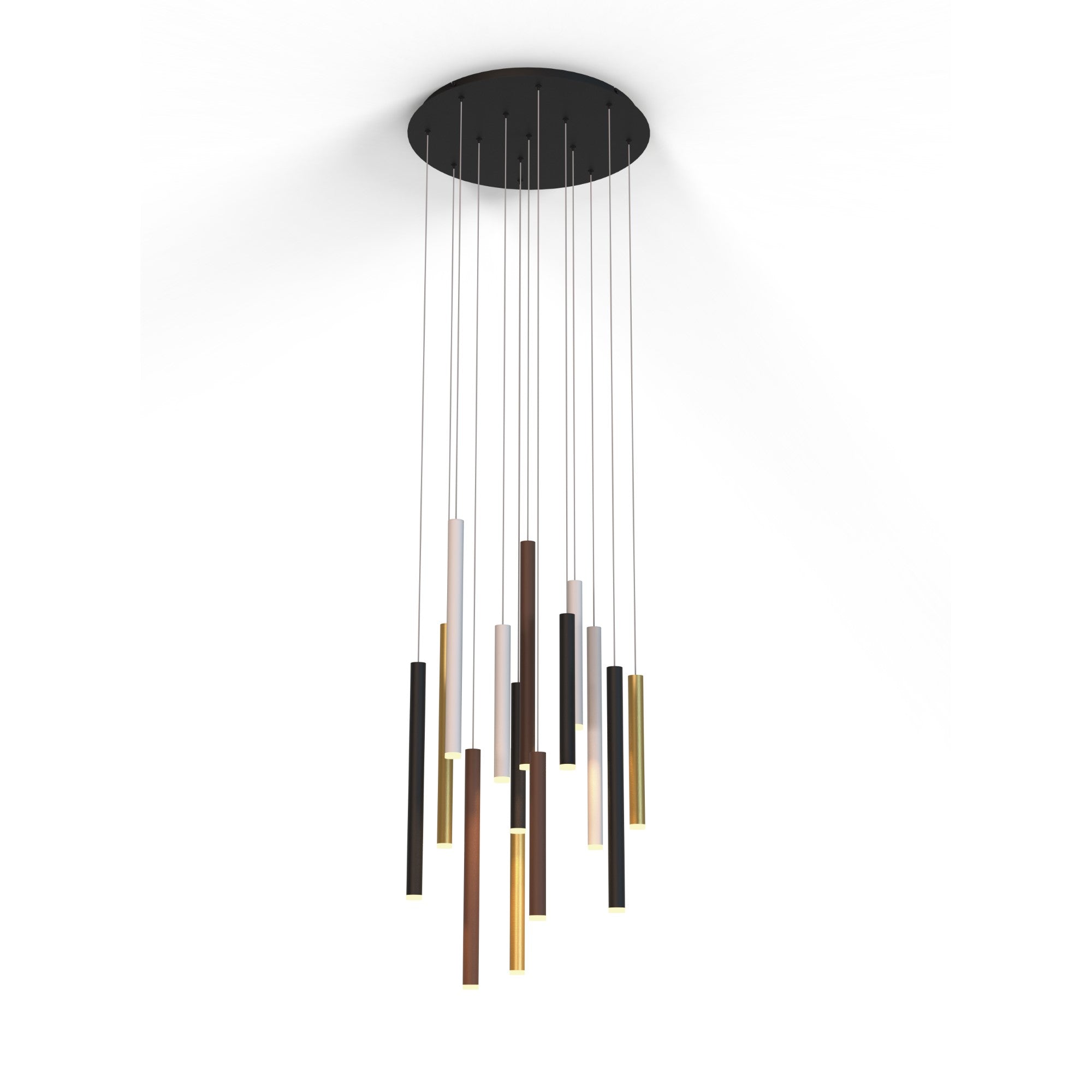 Mantra Cala Round 14 Light Pendant - Sand White, Sand Black, Gold & Rust Brown