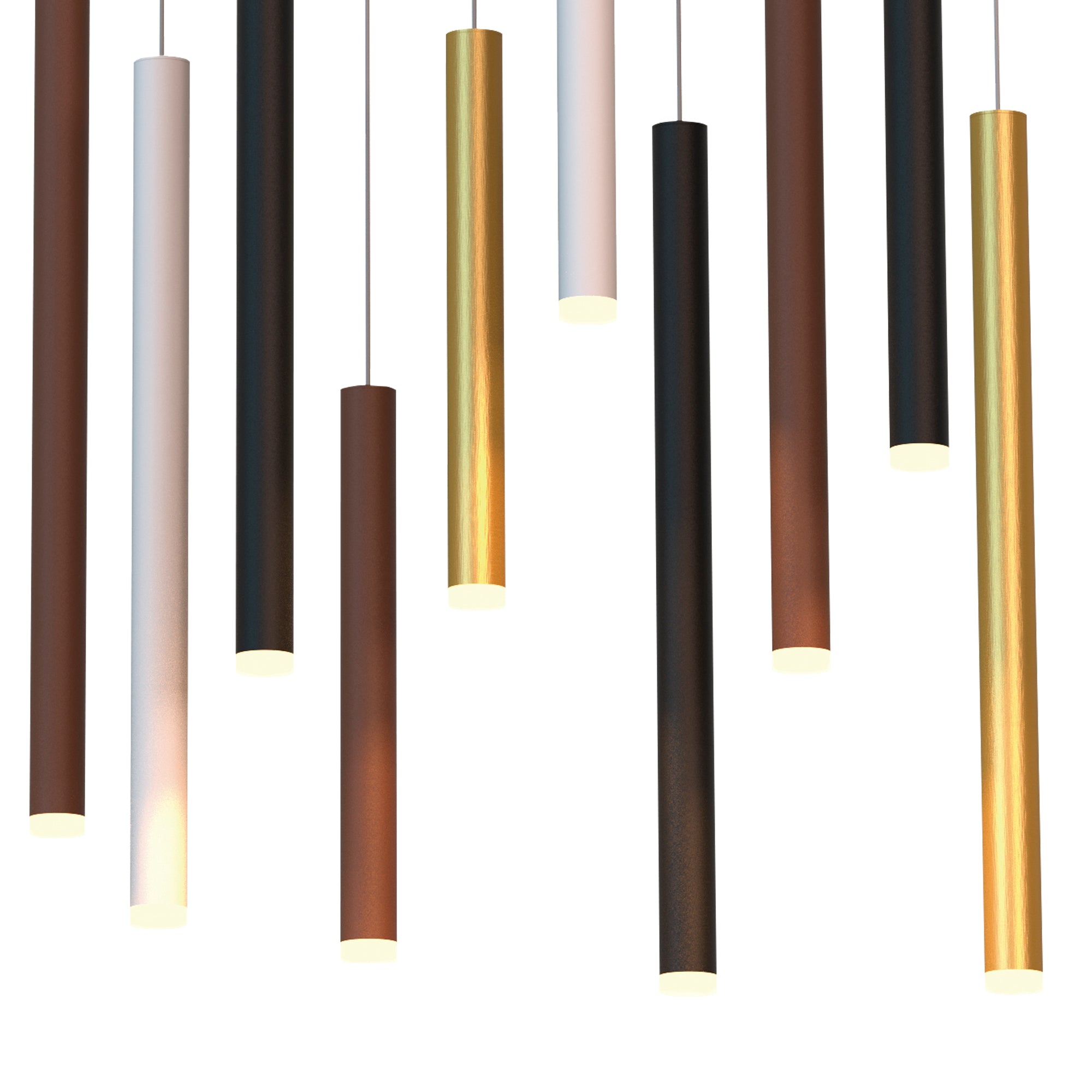 Mantra Cala Rectangle 14 Light Pendant - Sand White, Sand Black, Gold & Rust Brown