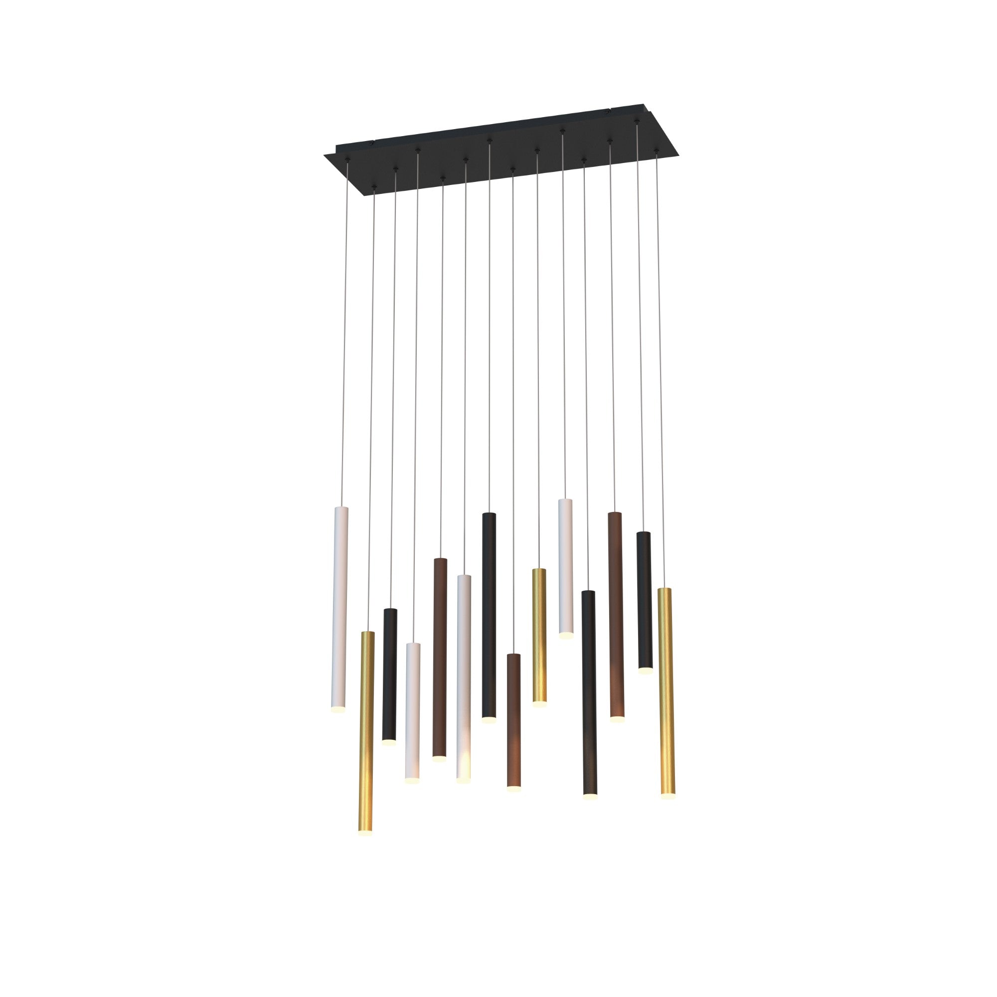 Mantra Cala Rectangle 14 Light Pendant - Sand White, Sand Black, Gold & Rust Brown