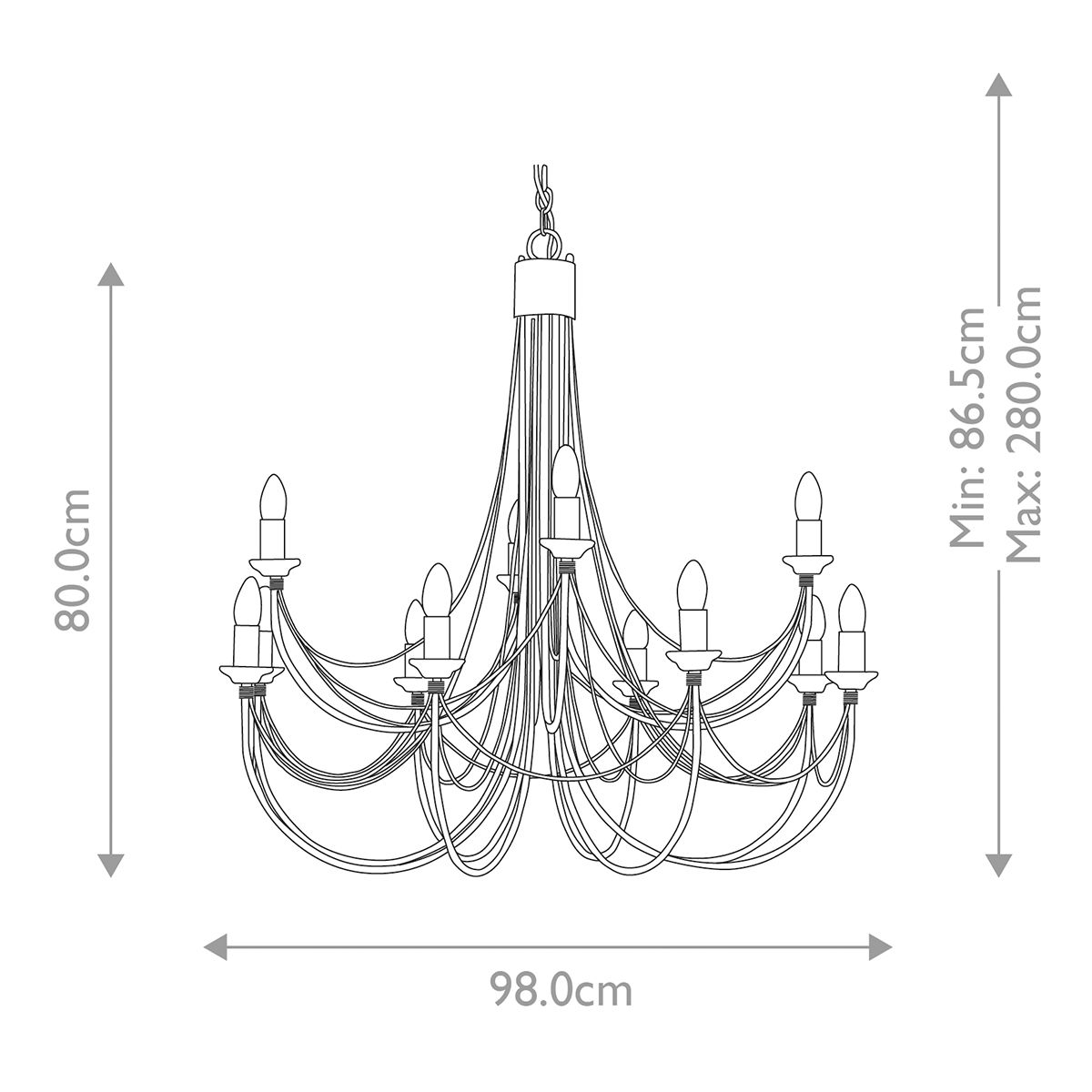 Elstead Carisbrooke 12 Light Chandelier - Black