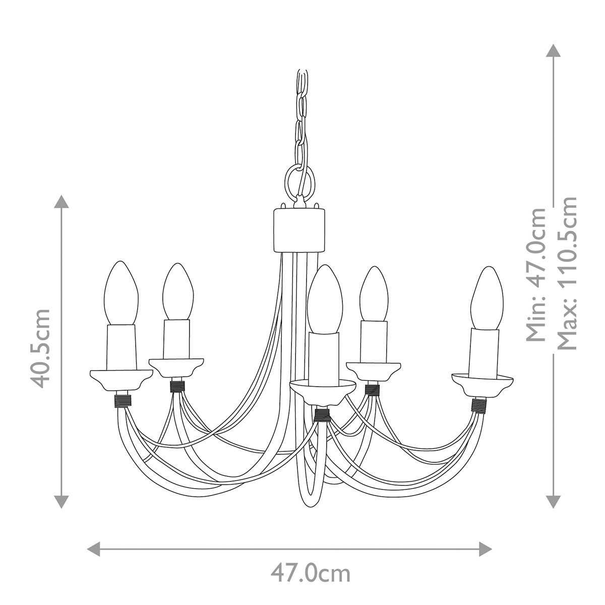 Elstead Carisbrooke 5 Light Chandelier - Black