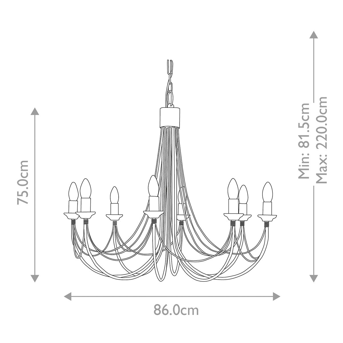 Elstead Carisbrooke 8 Light Chandelier - Black