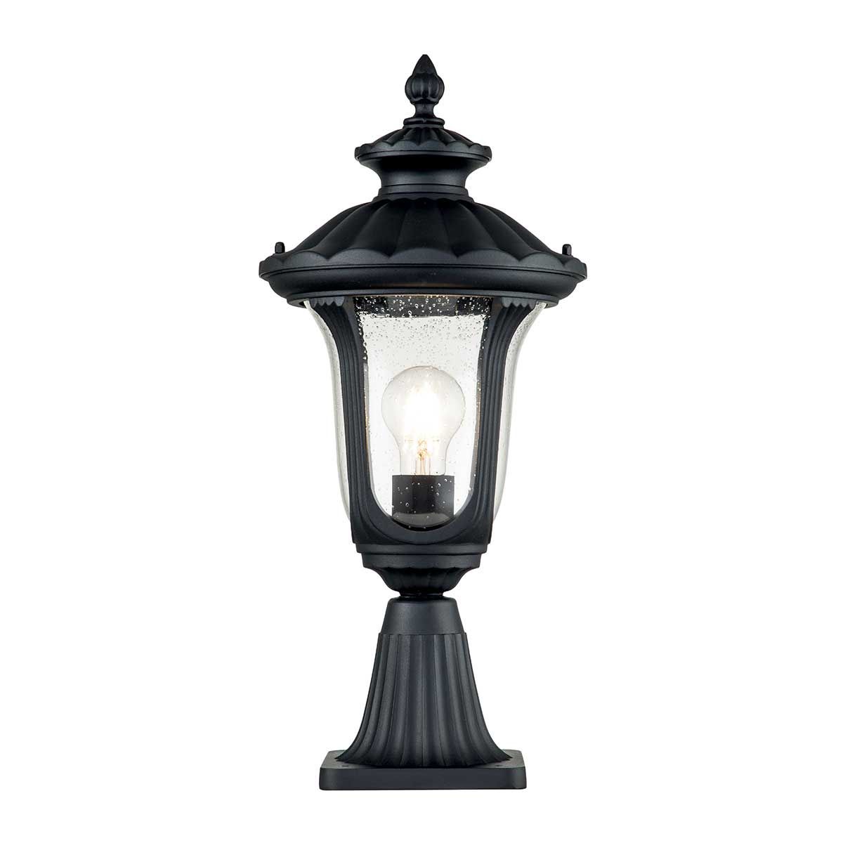 Elstead Chicago Single Small Pedestal Lantern - Textured Black