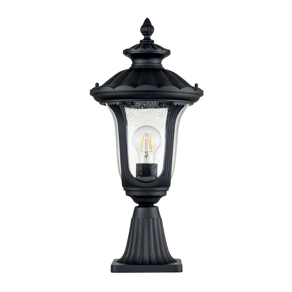 Elstead Chicago Single Small Pedestal Lantern - Textured Black