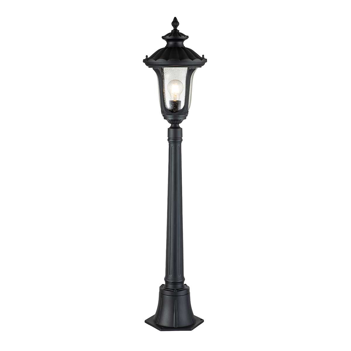 Elstead Chicago Single Small Pillar Lantern - Textured Black
