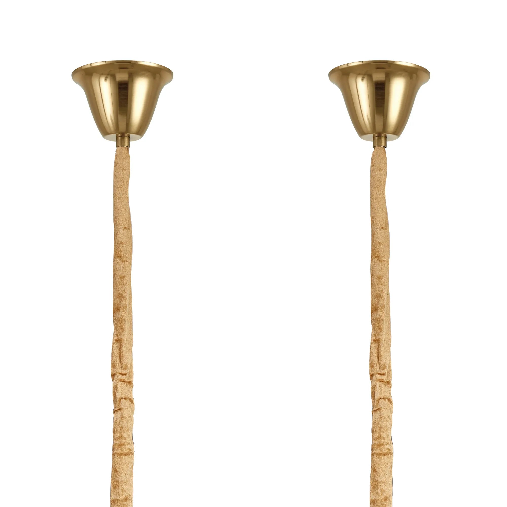 Cedar 180 x 40cm Linear Pendant With Bell Cup 9 Light - Brass & Clear Sculpted Glass