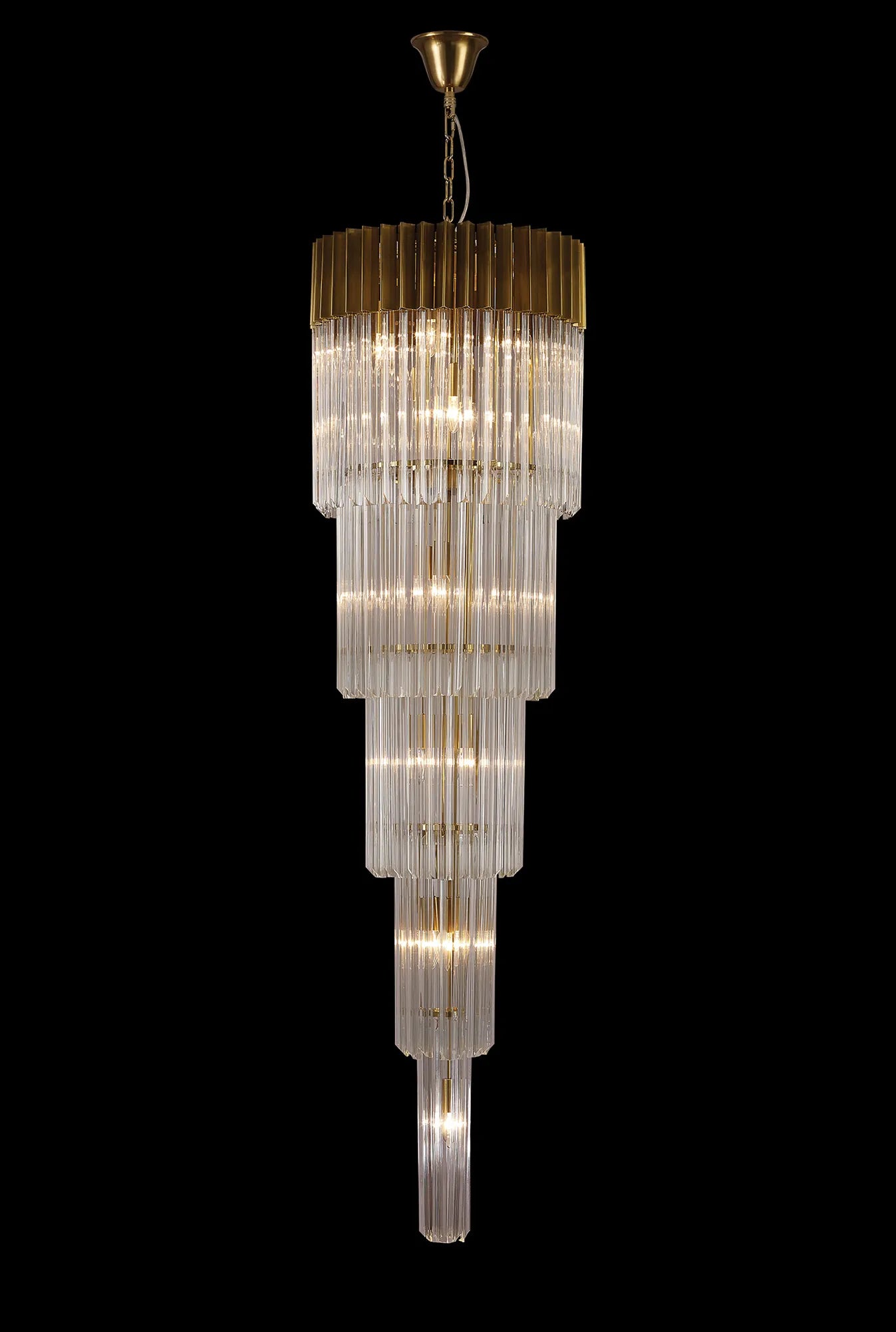Cedar 50cm 5 Tier Pendant 18 Light - Brass & Clear