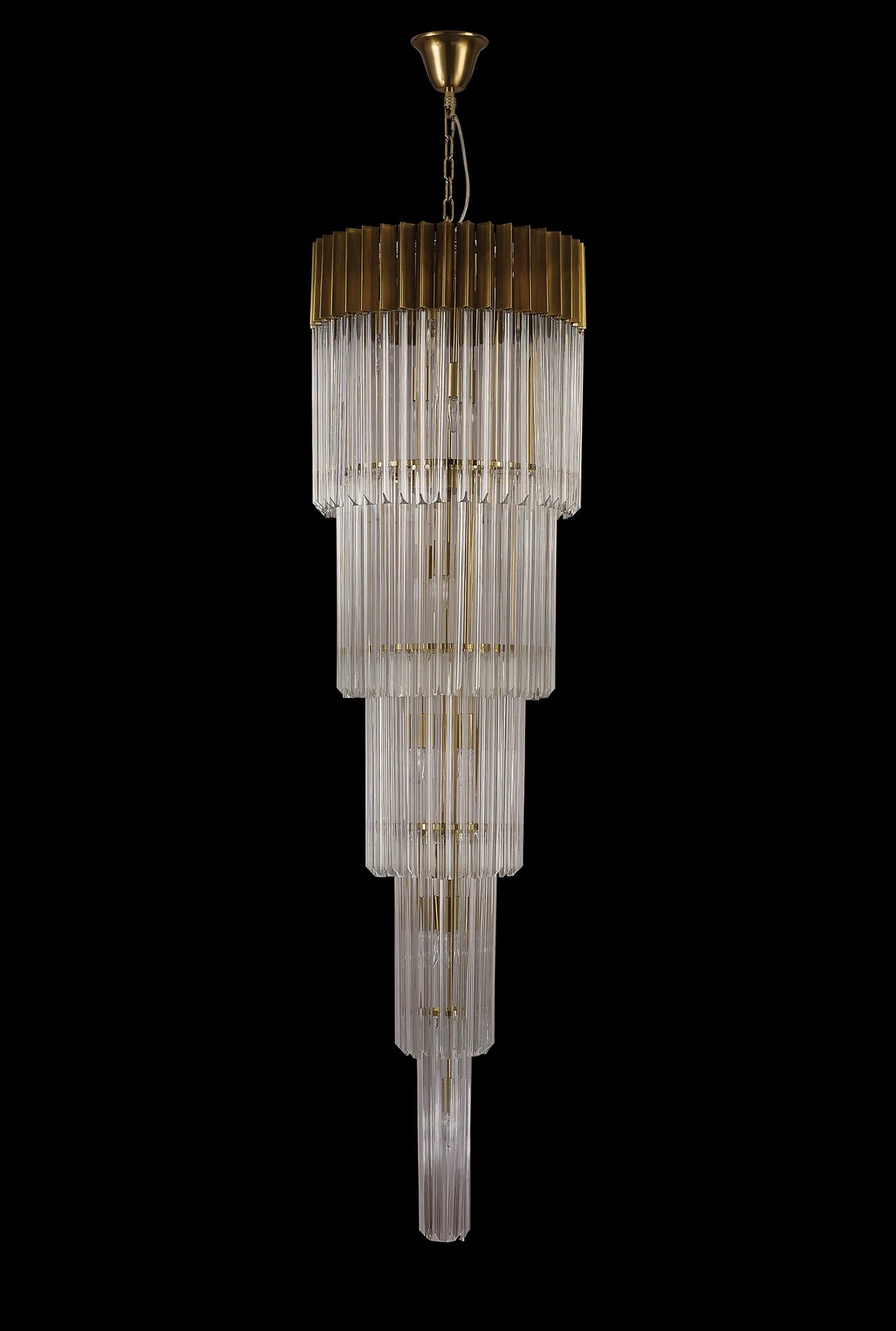 Cedar 50cm 5 Tier Pendant 18 Light - Brass & Clear