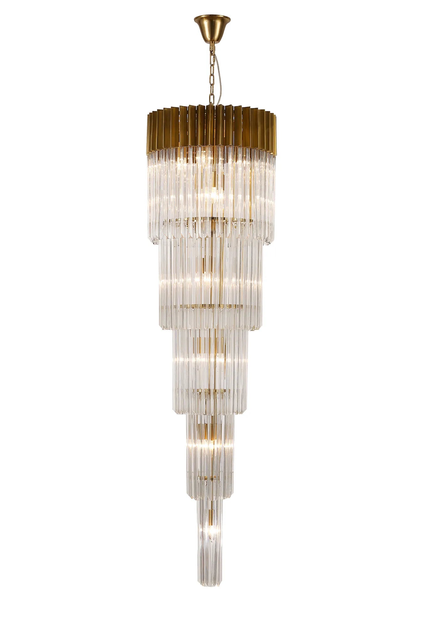 Cedar 50cm 5 Tier Pendant 18 Light - Brass & Clear