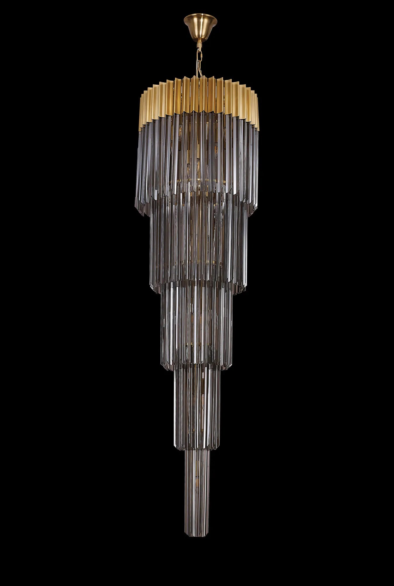 Cedar 50cm 5 Tier Pendant 18 Light - Brass & Smoked